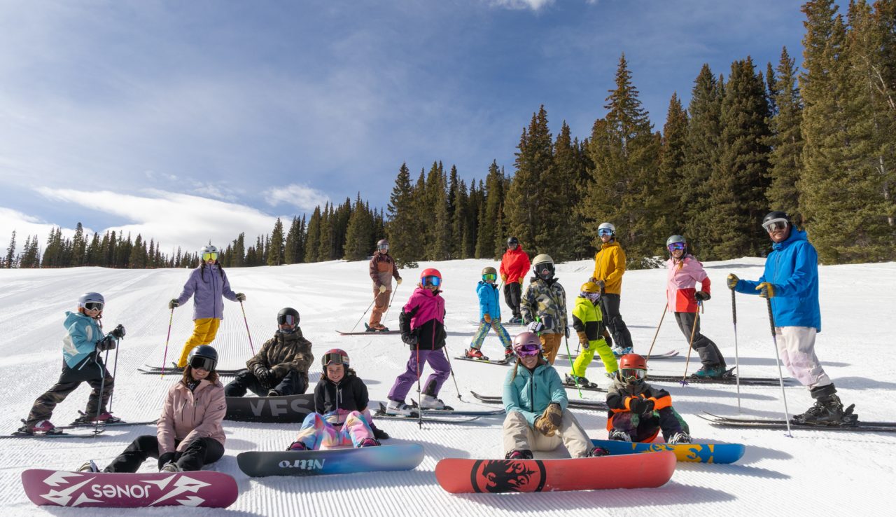 Large group of skiers