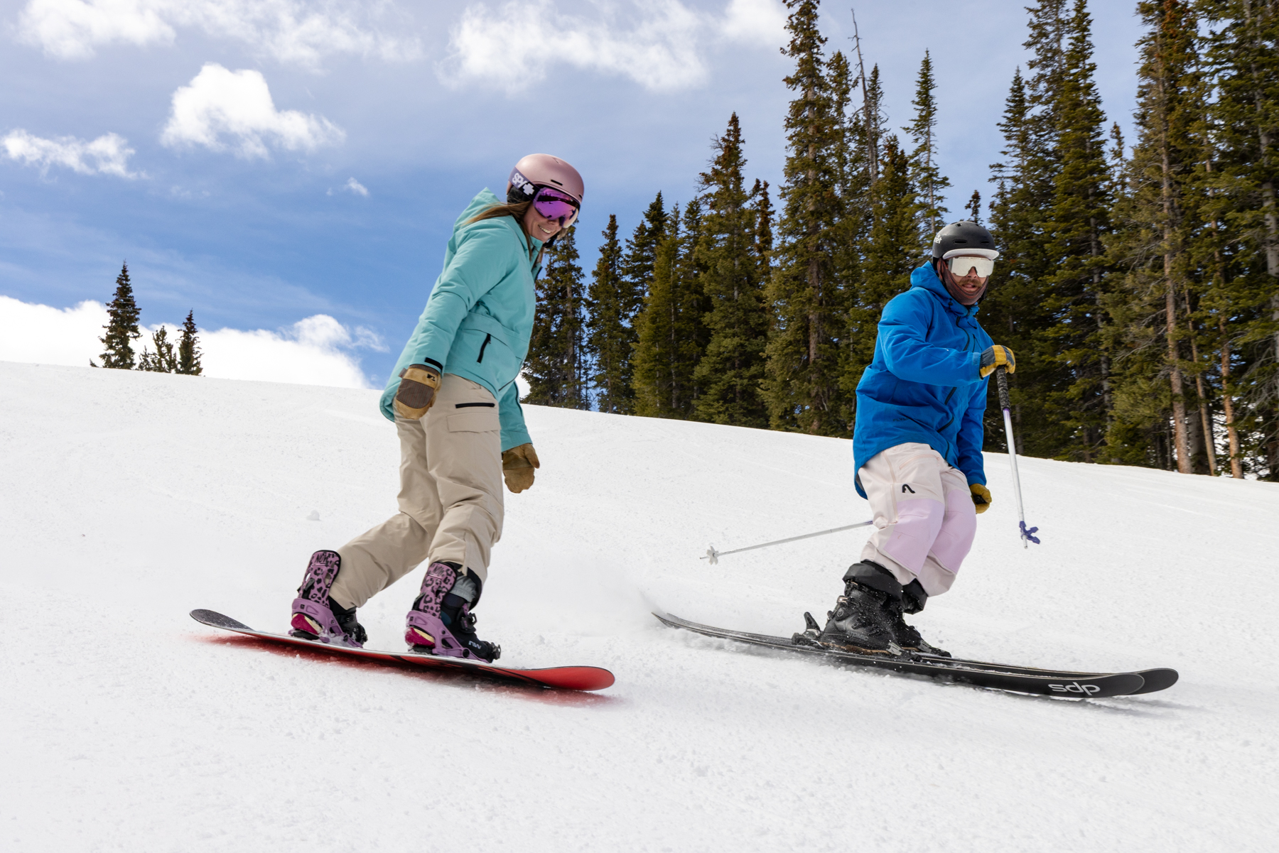Skier and Snowboarder