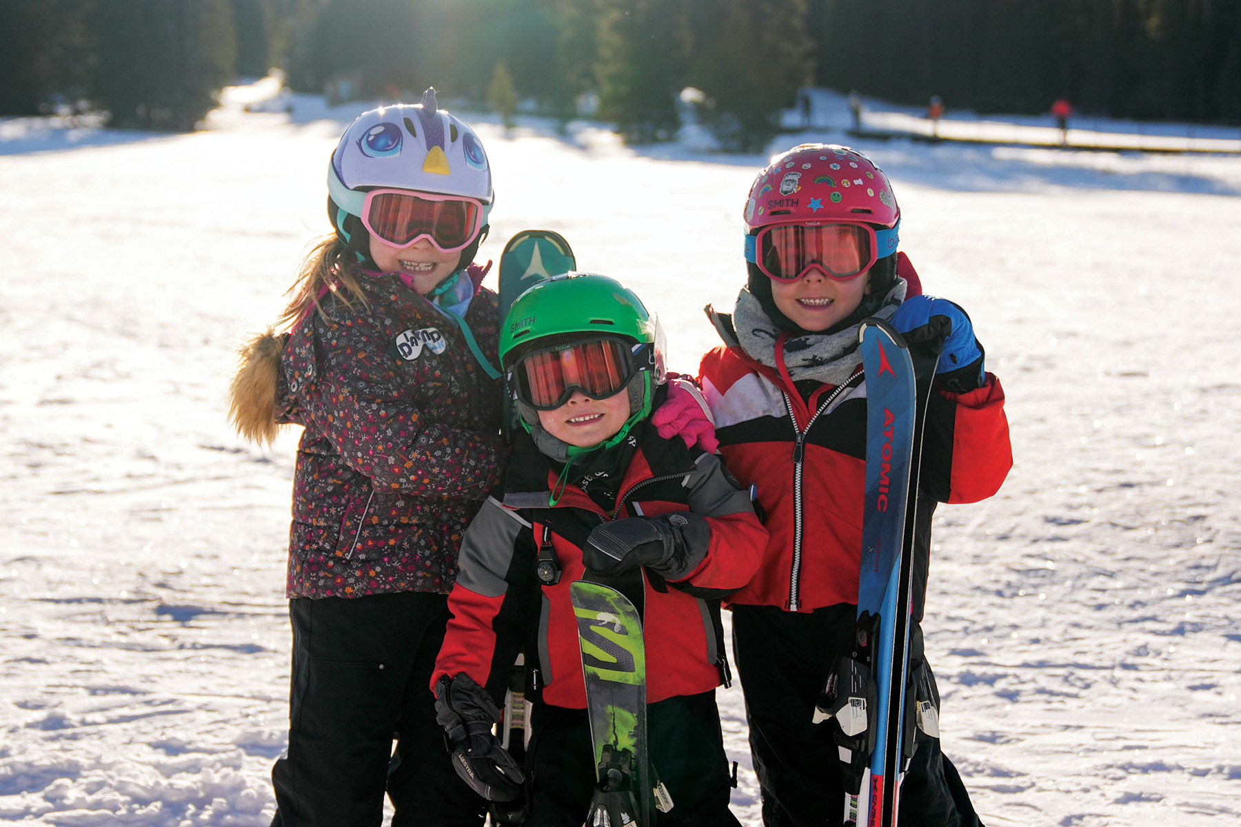 Three little skiers
